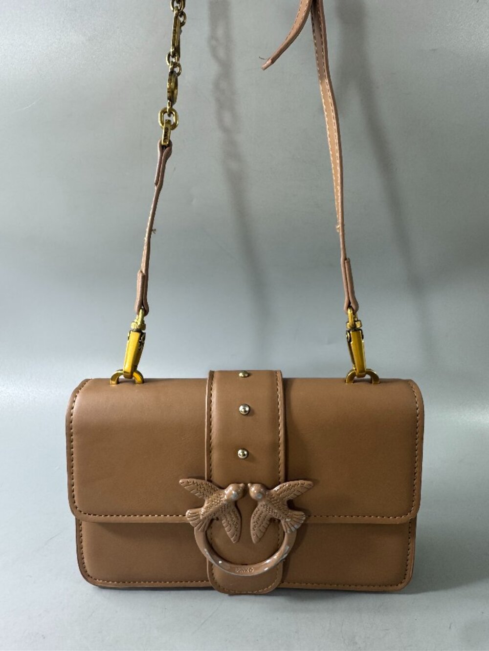 PINKO small Love Bag One leather crossbody bag, Brown
